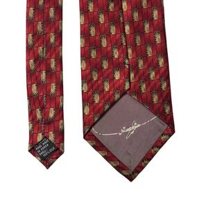 Zanzara Necktie Silk Red Gold Black Patterned Business‎ Career Men's Tie